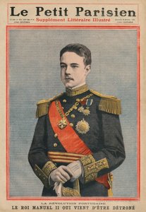 Portugisisk revolusjon, kong Manuel II av Portugal har nettopp blitt detronisert, forsideillustrasjon fra 